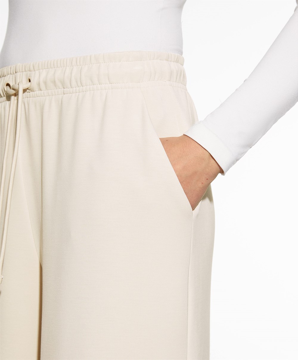 Oysho Soft-touch Modal Cropped Széles Cipő-leg Trousers Stone | LVUDBP-621