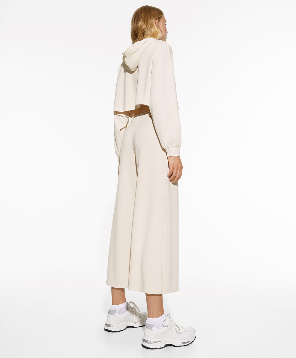 Oysho Soft-touch Modal Cropped Széles Cipő-leg Trousers Stone | LVUDBP-621