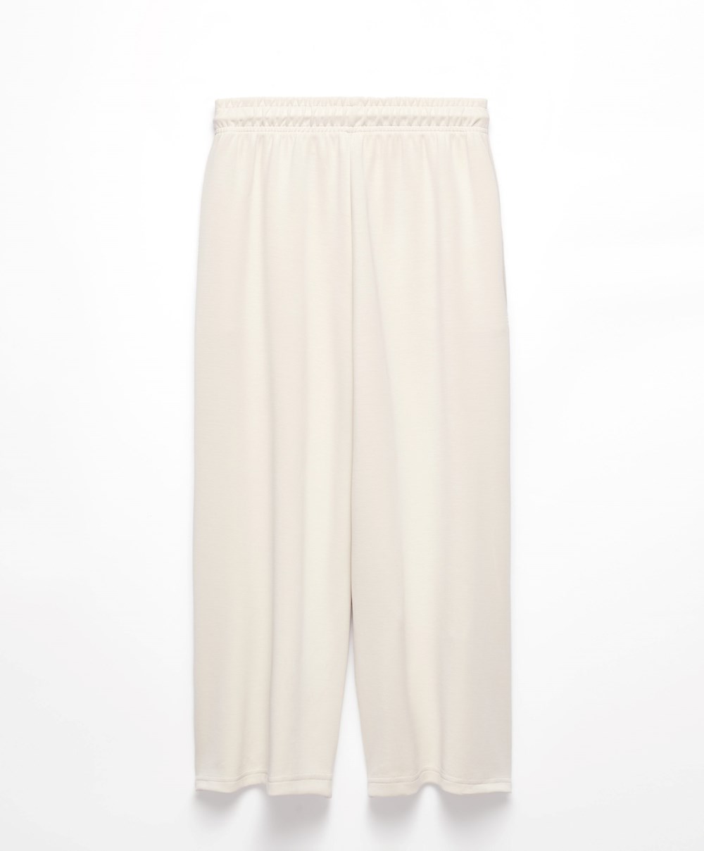 Oysho Soft-touch Modal Cropped Széles Cipő-leg Trousers Stone | LVUDBP-621