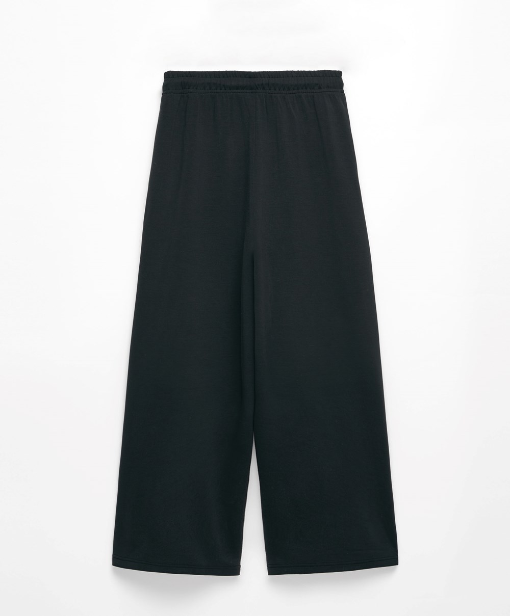 Oysho Soft-touch Modal Cropped Széles Cipő-leg Trousers Fekete | WQSXLR-243