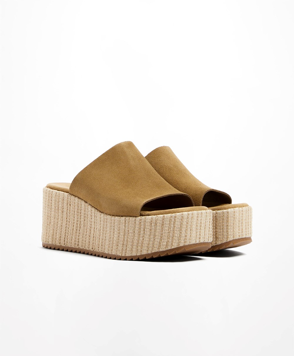 Oysho Split-leather Éktalpú Barna | IFOLZX-269