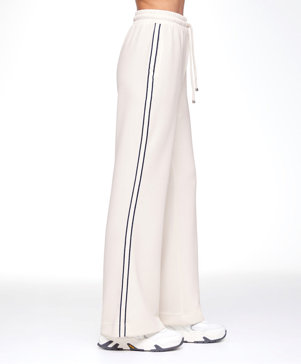 Oysho Stripe Modal Flare Trousers Cream-white | EGDRPN-284