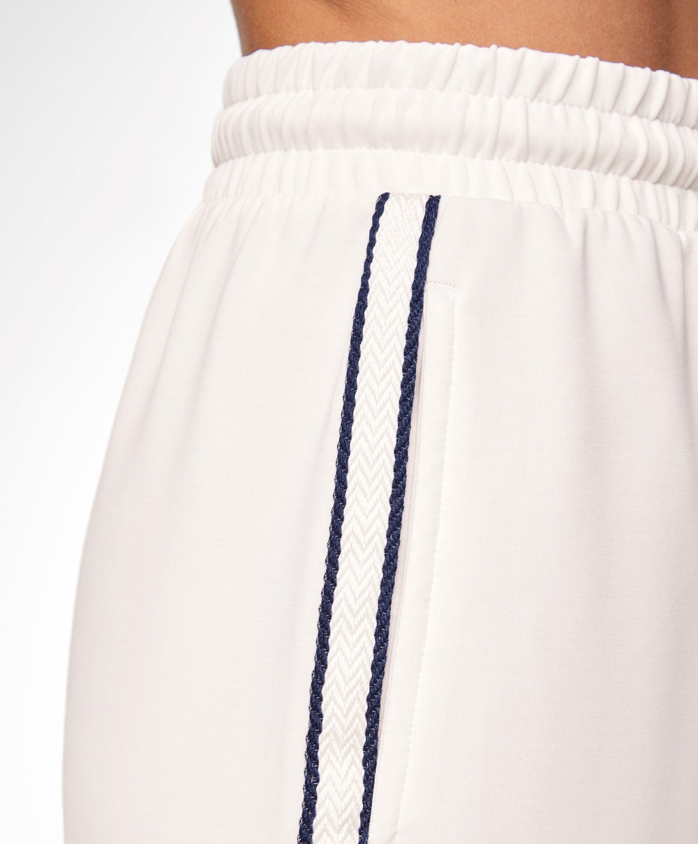 Oysho Stripe Modal Flare Trousers Cream-white | EGDRPN-284