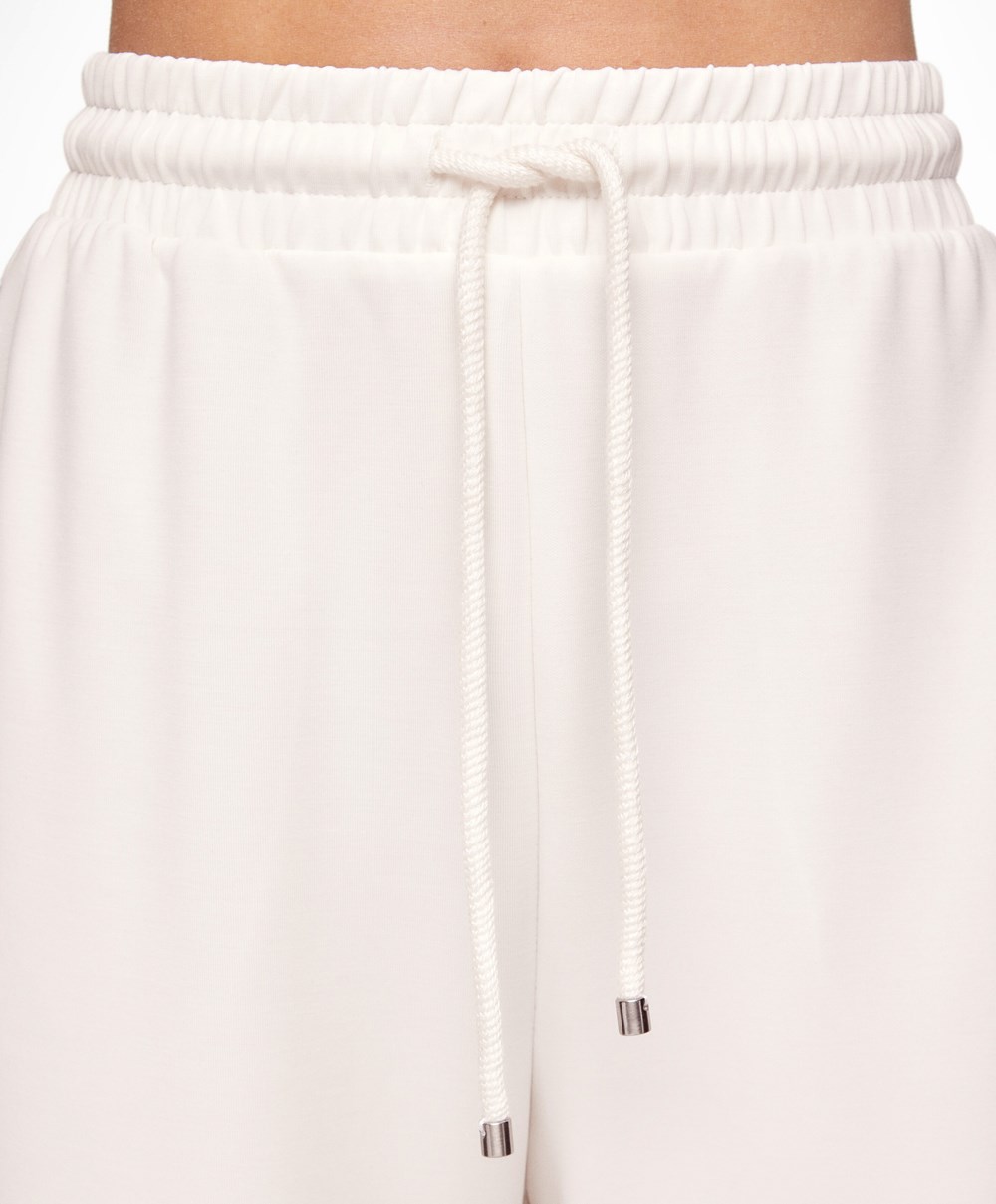 Oysho Stripe Modal Flare Trousers Cream-white | EGDRPN-284