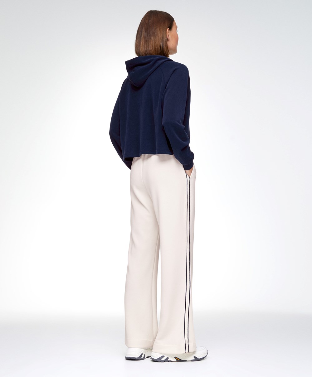 Oysho Stripe Modal Flare Trousers Cream-white | EGDRPN-284