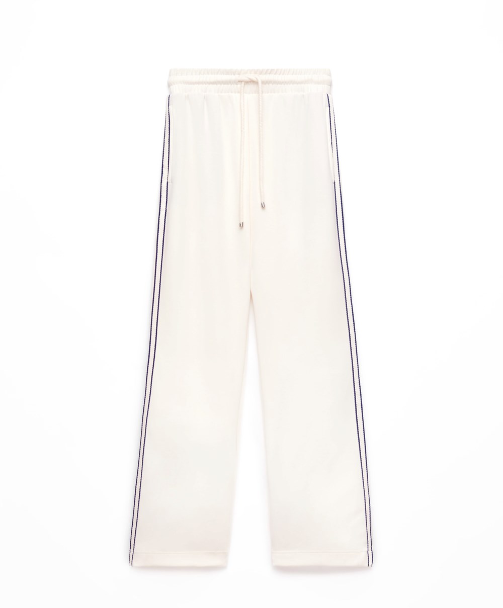 Oysho Stripe Modal Flare Trousers Cream-white | EGDRPN-284