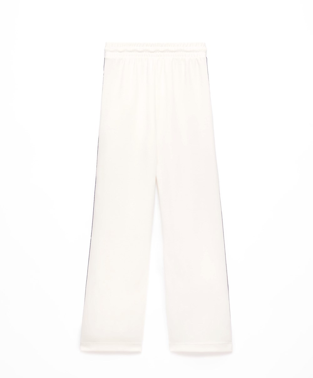 Oysho Stripe Modal Flare Trousers Cream-white | EGDRPN-284