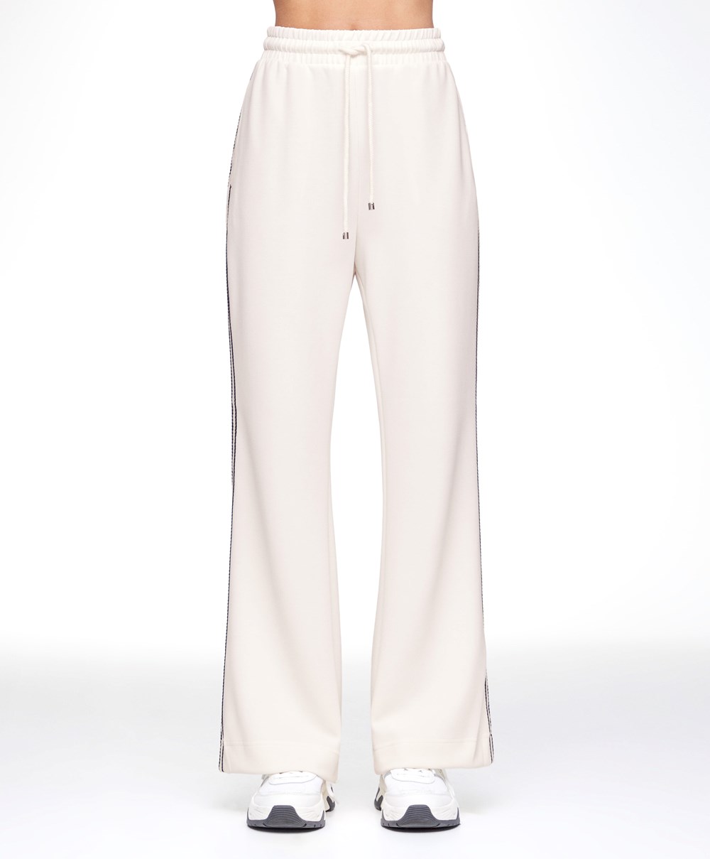 Oysho Stripe Modal Flare Trousers Cream-white | EGDRPN-284