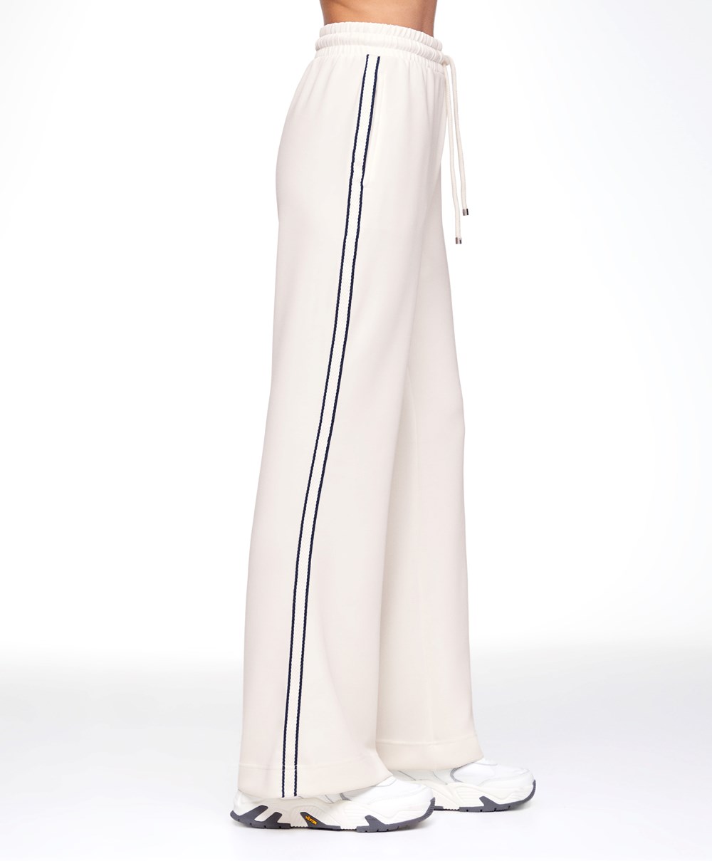 Oysho Stripe Modal Flare Trousers Cream-white | PZMHLU-106