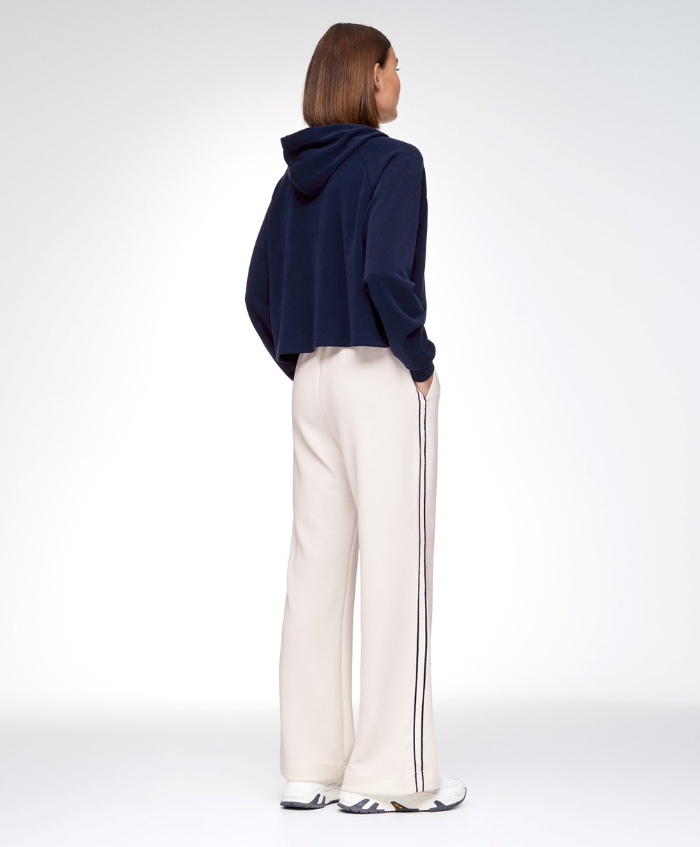 Oysho Stripe Modal Flare Trousers Cream-white | PZMHLU-106