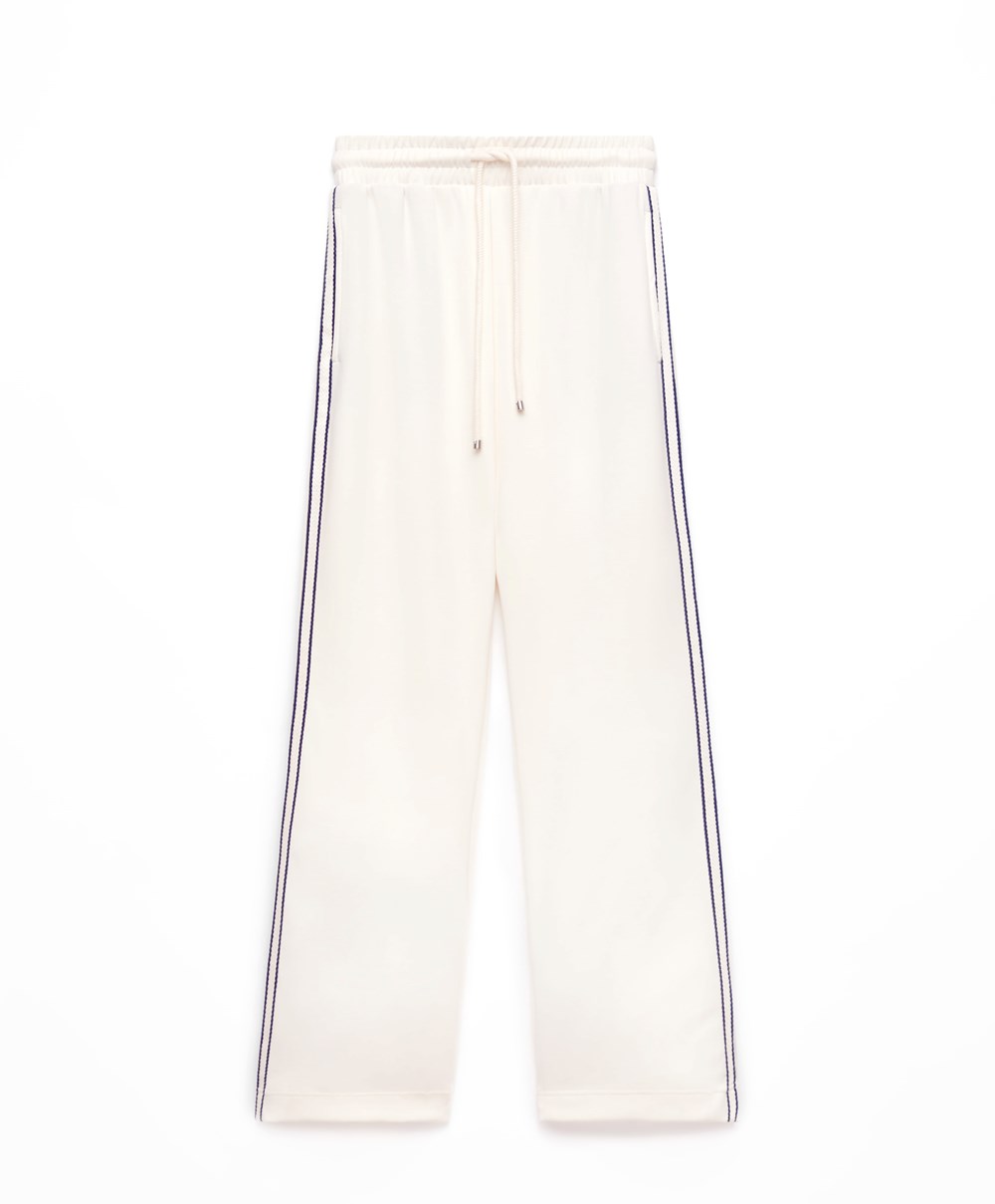 Oysho Stripe Modal Flare Trousers Cream-white | PZMHLU-106