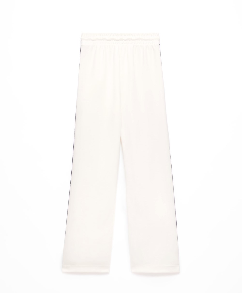 Oysho Stripe Modal Flare Trousers Cream-white | PZMHLU-106