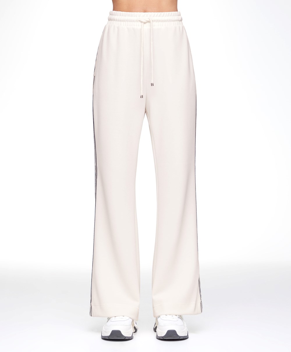 Oysho Stripe Modal Flare Trousers Cream-white | PZMHLU-106