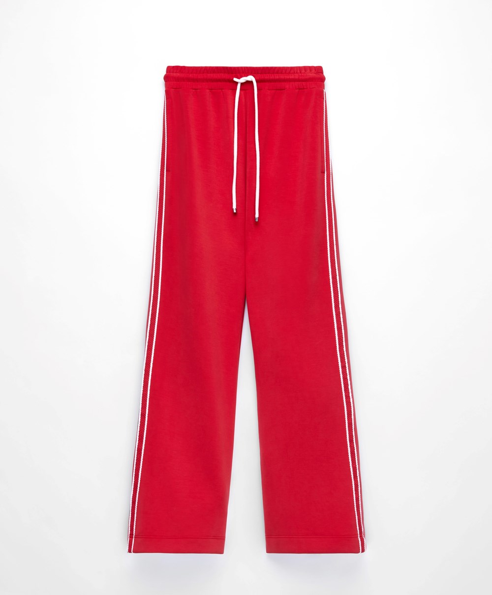 Oysho Stripe Modal Flare Trousers Piros | MTEPGO-730