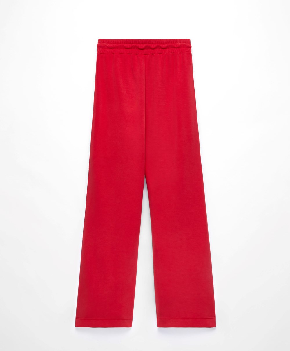 Oysho Stripe Modal Flare Trousers Piros | MTEPGO-730