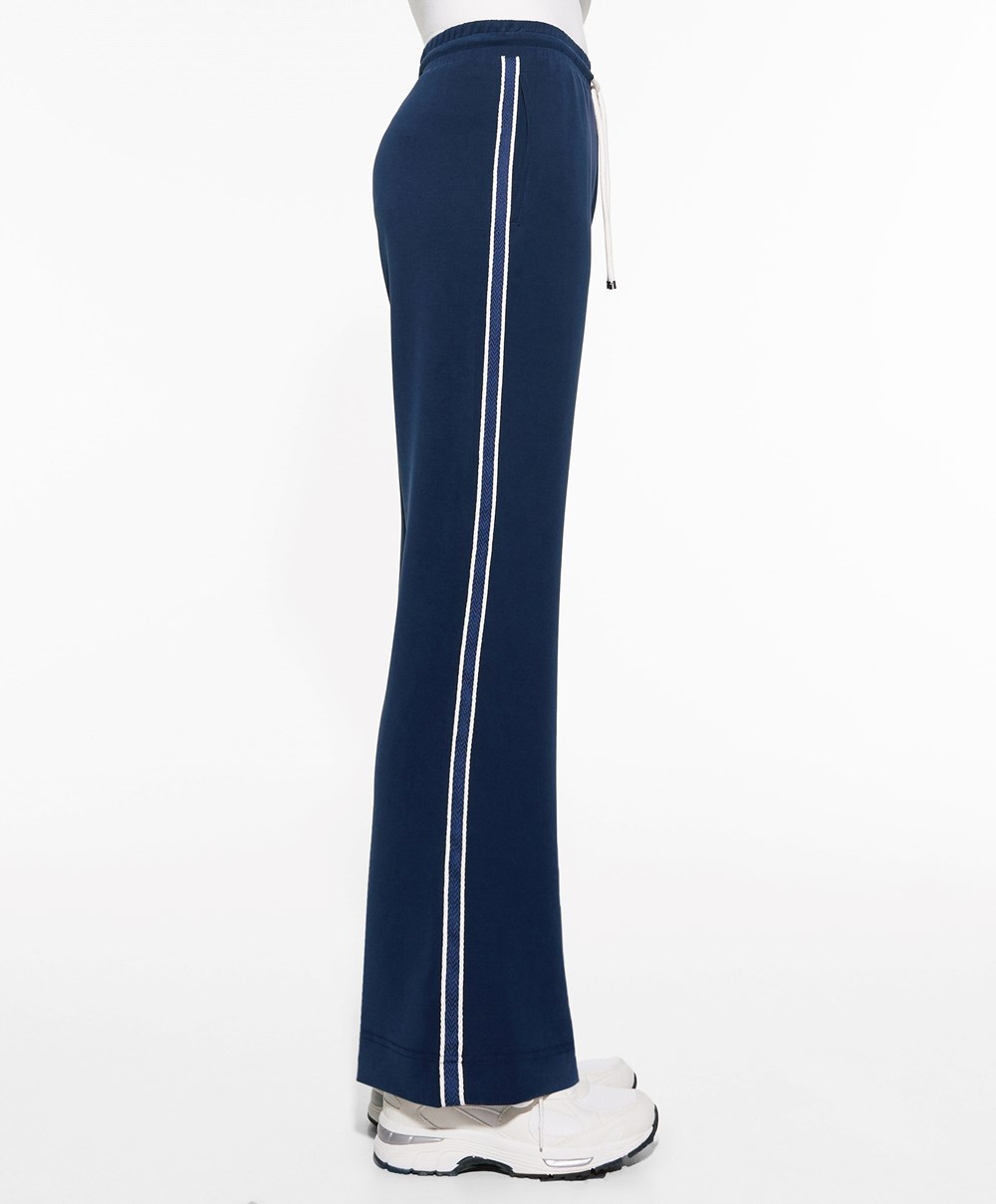 Oysho Stripe Modal Flare Trousers Sötétkék Kék | EGDQBP-597