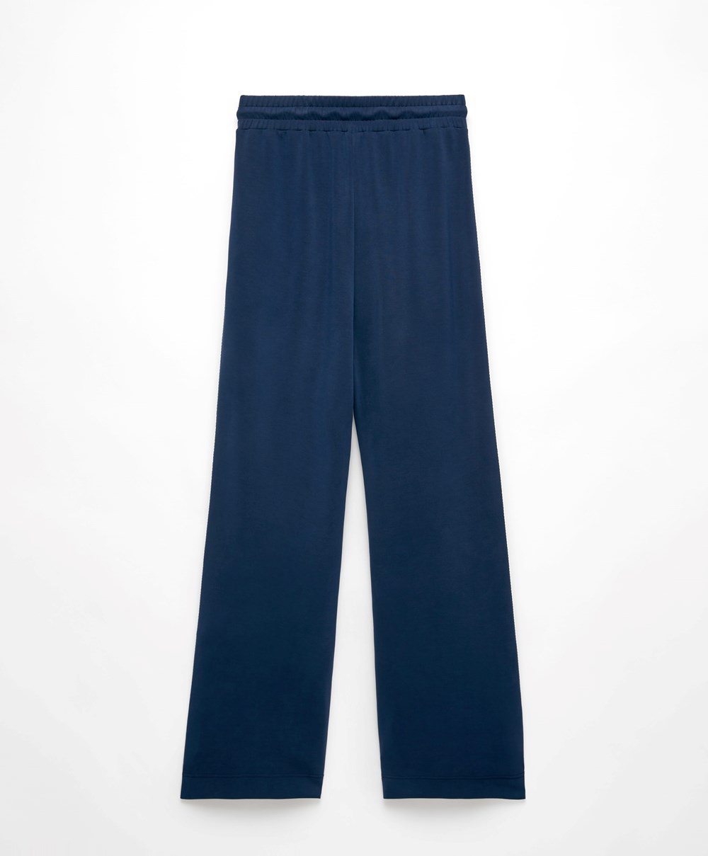 Oysho Stripe Modal Flare Trousers Sötétkék Kék | EGDQBP-597