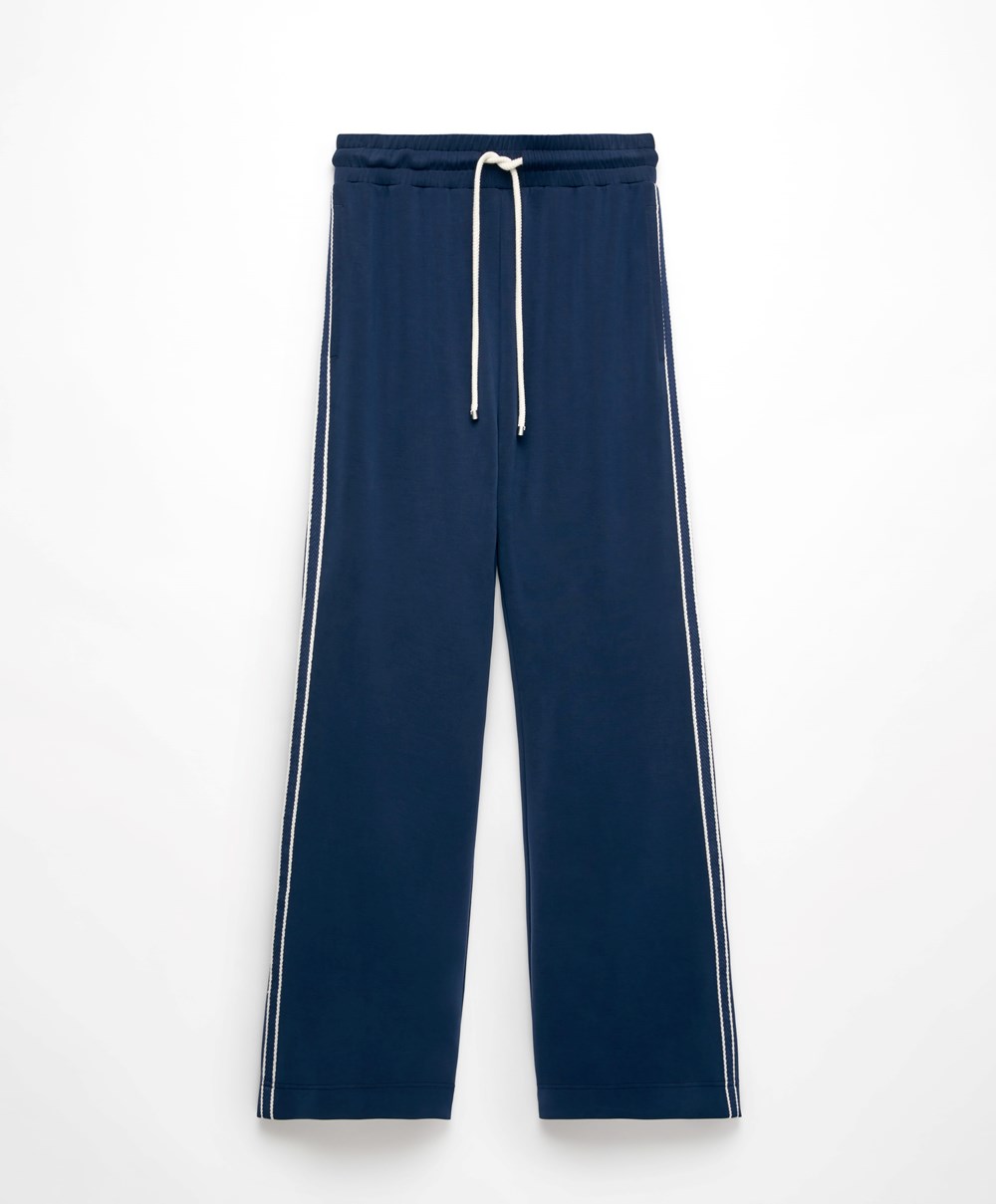 Oysho Stripe Modal Flare Trousers Sötétkék Kék | IABLKR-298