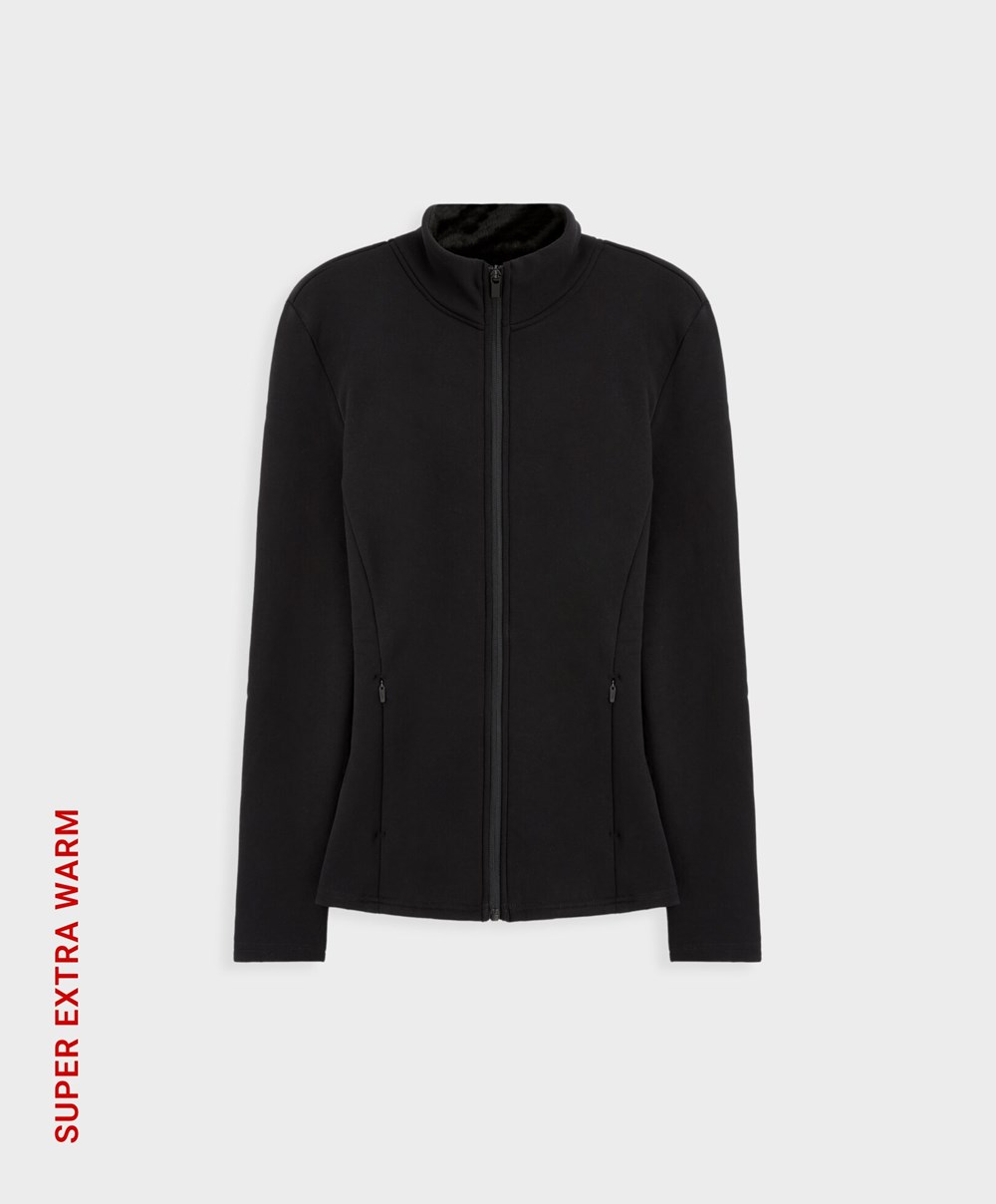 Oysho Super Extra Warm Futó Jacket Fekete | KHLETA-294