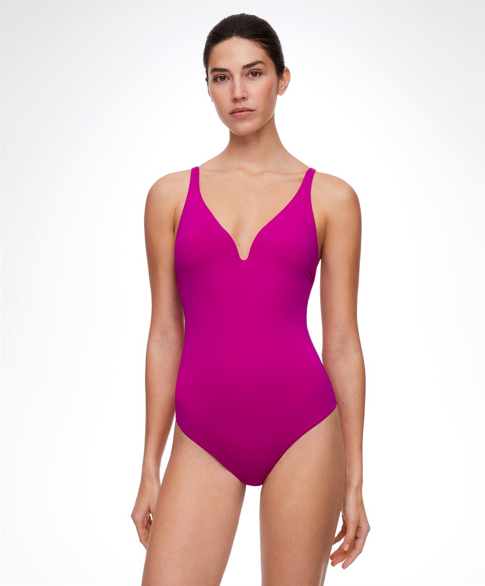 Oysho Sweetheart Neckline Swimsuit Bougainvillea | WVPUGO-456