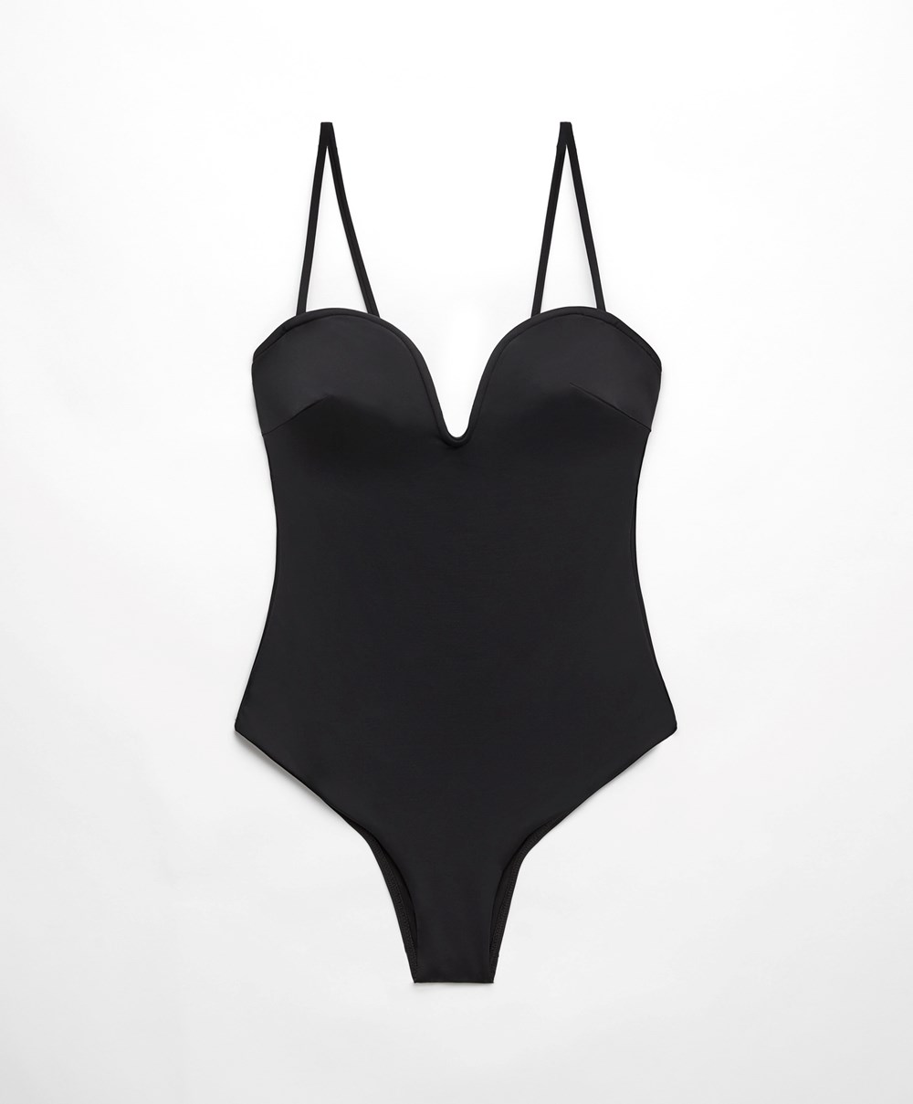 Oysho Sweetheart Neckline Swimsuit Fekete | LCUGTK-236