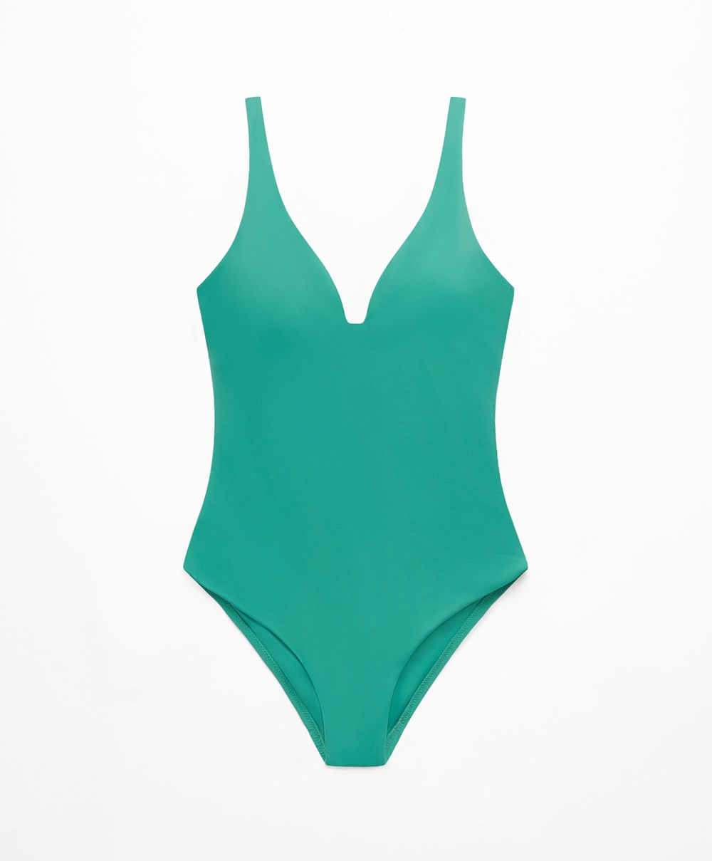 Oysho Sweetheart Neckline Swimsuit Pale Emerald | UJEZCK-425