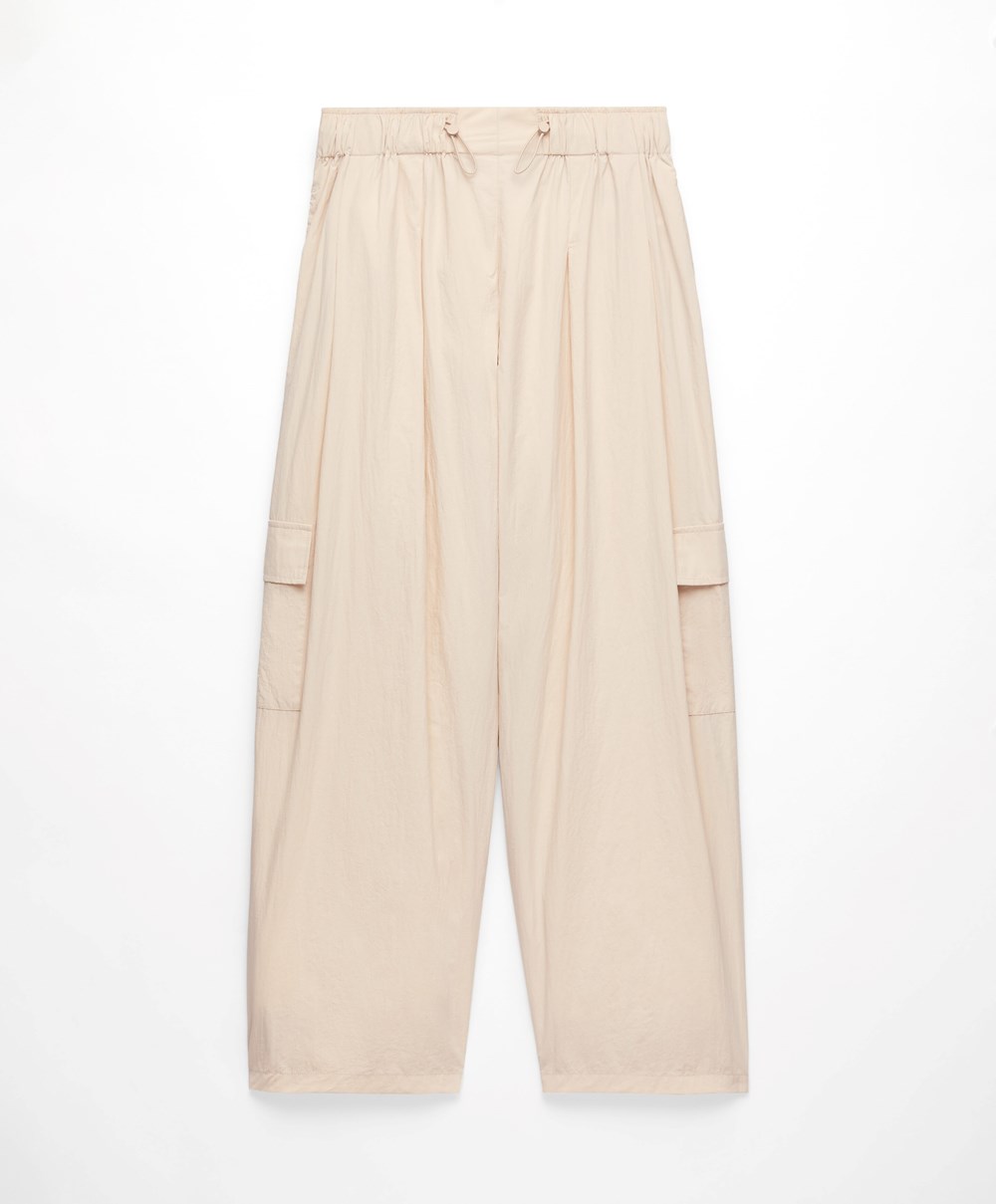 Oysho Széles Cipő-leg Cargo Trousers Ecru | XZVEDL-614