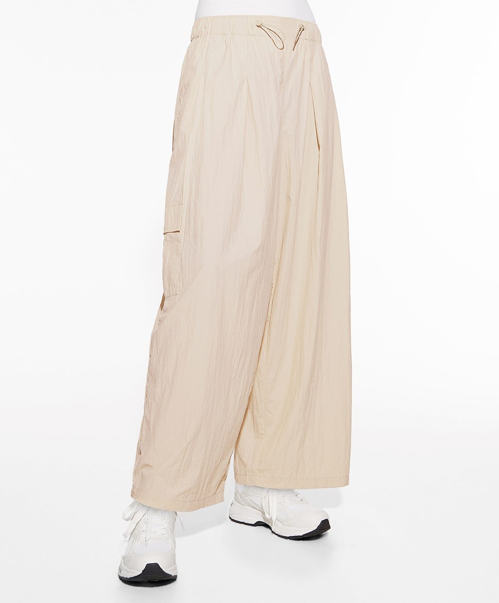 Oysho Széles Cipő-leg Cargo Trousers Ecru | XZVEDL-614