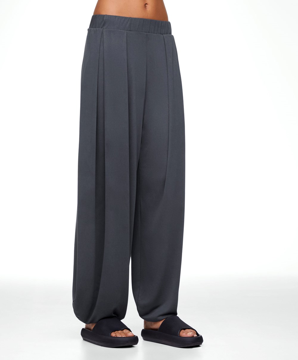 Oysho Széles Cipő-leg Draped Modal Trousers Anthracite | CXPTLJ-289