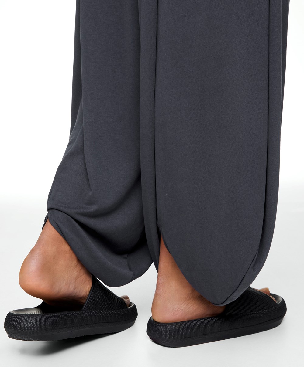 Oysho Széles Cipő-leg Draped Modal Trousers Anthracite | CXPTLJ-289