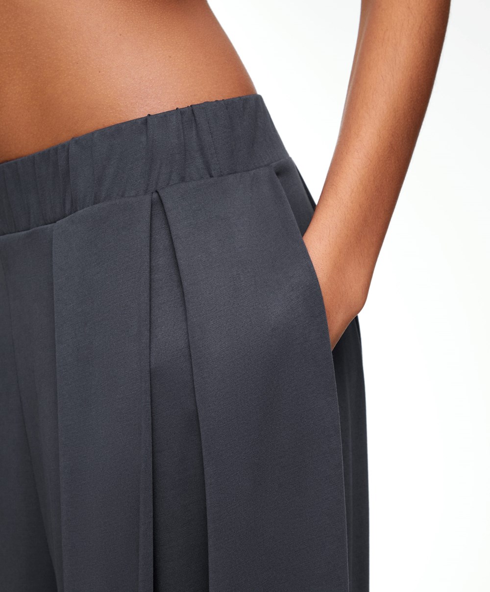 Oysho Széles Cipő-leg Draped Modal Trousers Anthracite | CXPTLJ-289