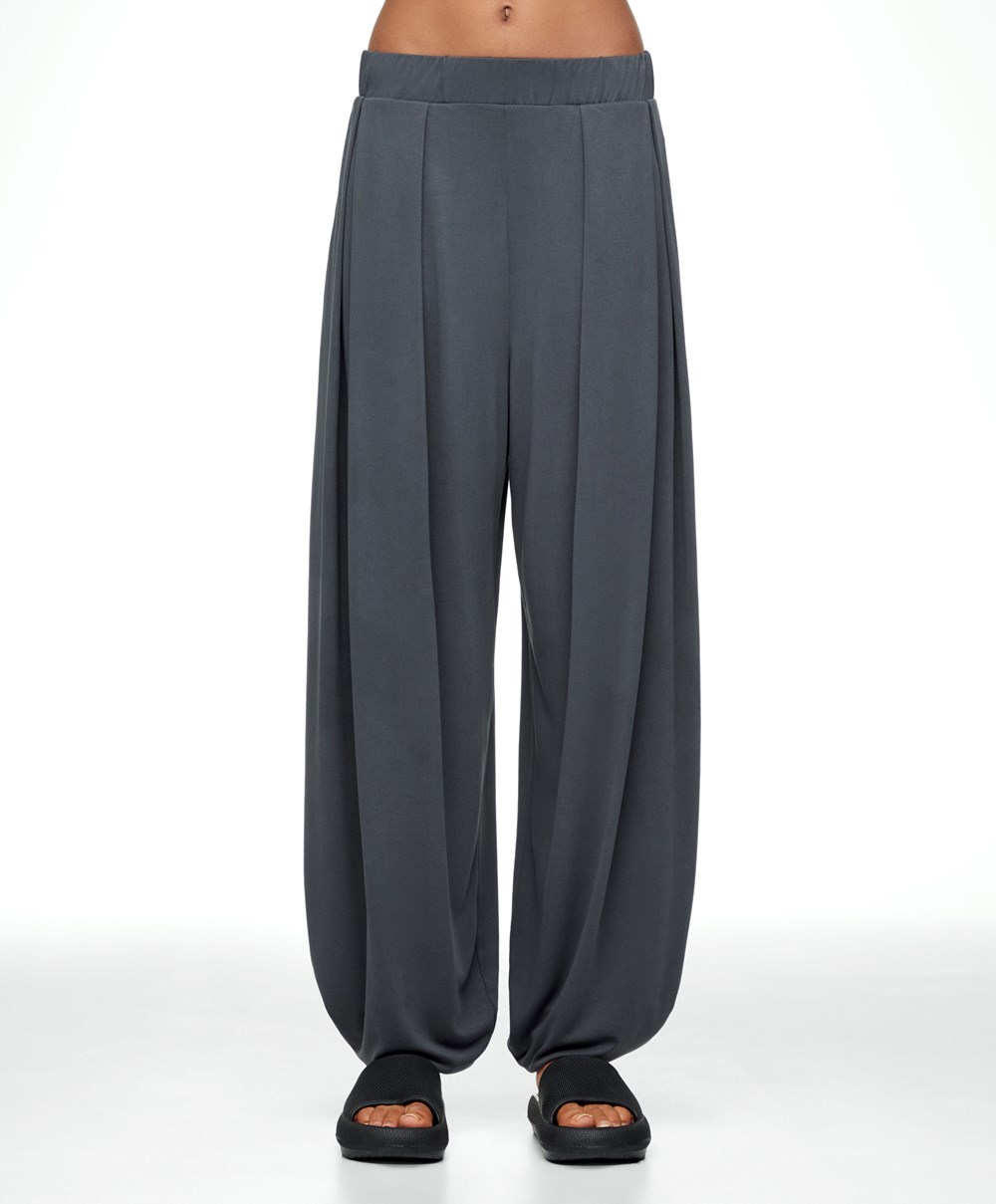 Oysho Széles Cipő-leg Draped Modal Trousers Anthracite | CXPTLJ-289