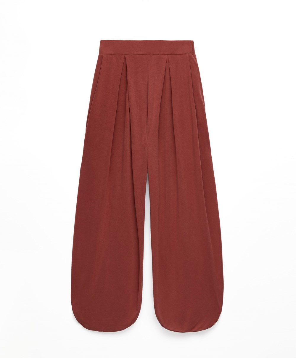 Oysho Széles Cipő-leg Draped Modal Trousers Barna | FGBVJU-806