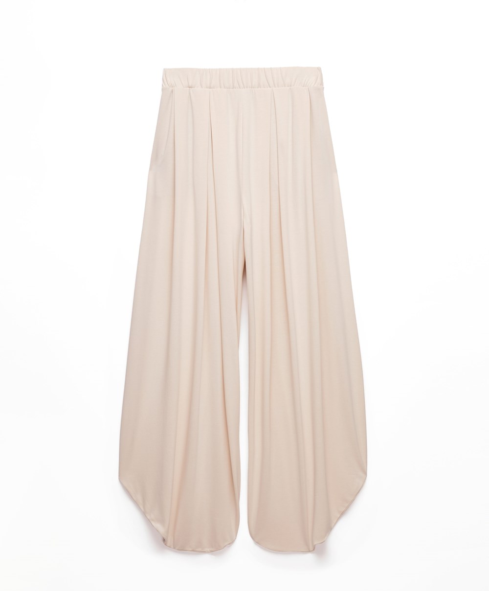 Oysho Széles Cipő-leg Draped Modal Trousers Stone | UKVPAG-716