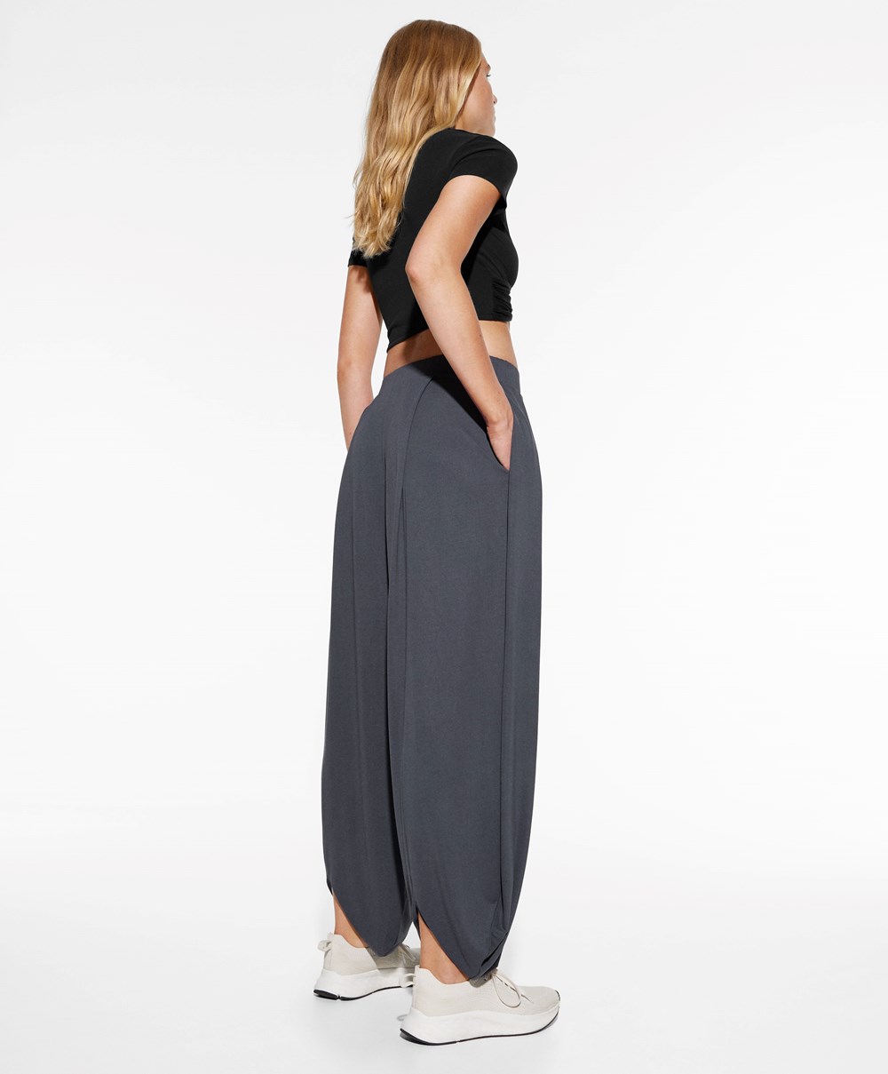 Oysho Széles Cipő-leg Draped Modal Trousers Anthracite | XPVMDQ-843