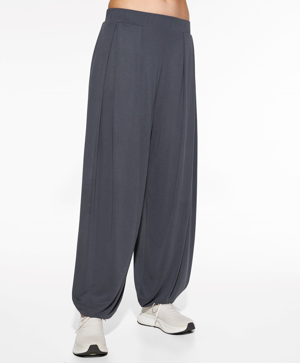 Oysho Széles Cipő-leg Draped Modal Trousers Anthracite | XPVMDQ-843