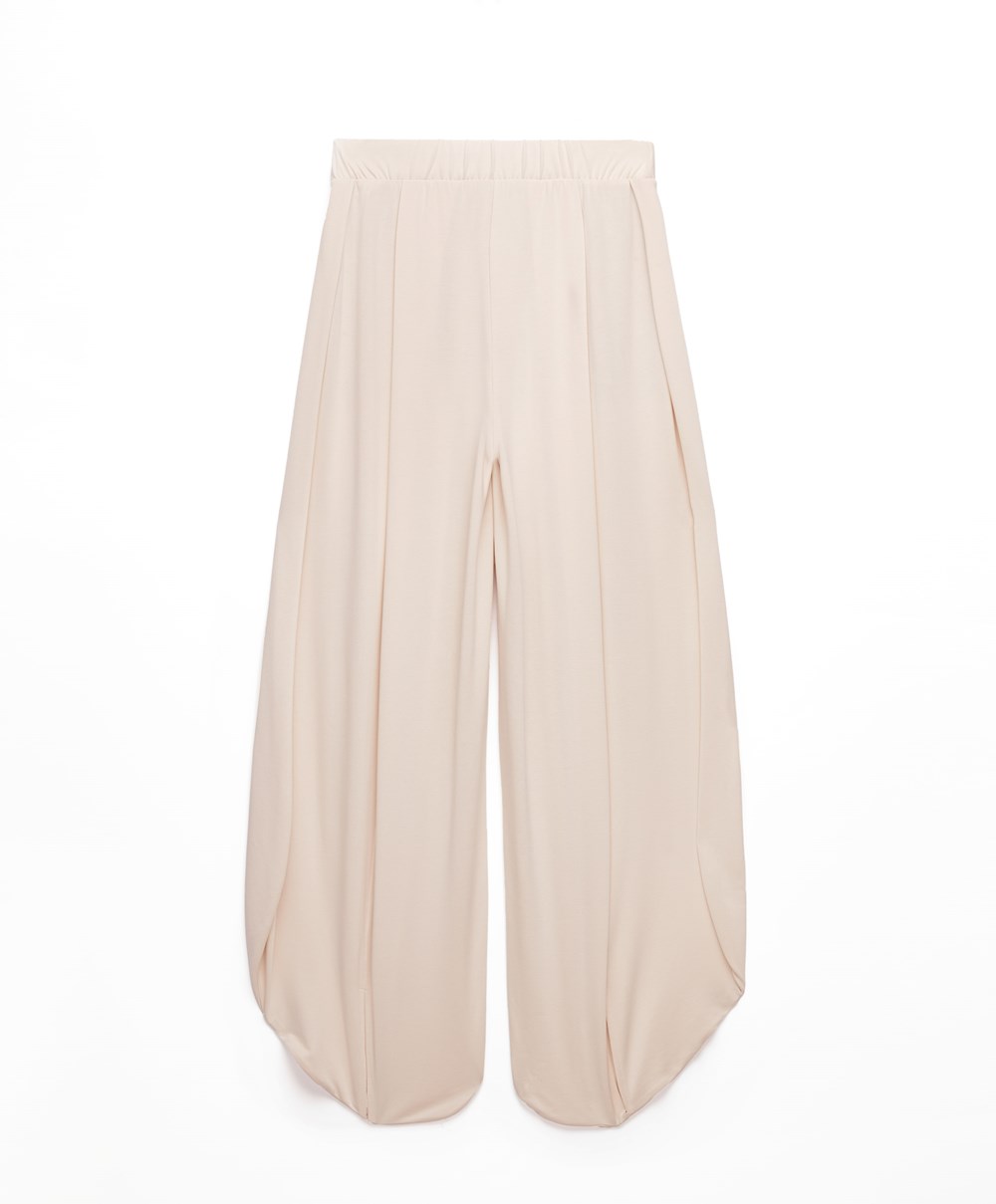 Oysho Széles Cipő-leg Draped Modal Trousers Stone | ZPNQSM-463