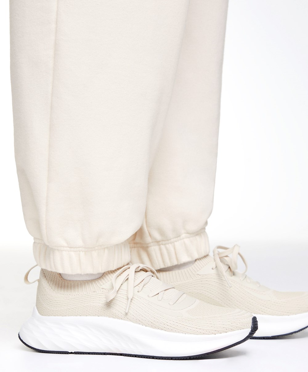 Oysho Széles Cipő-leg Pamut Joggers Cream-white | BSRIJY-093