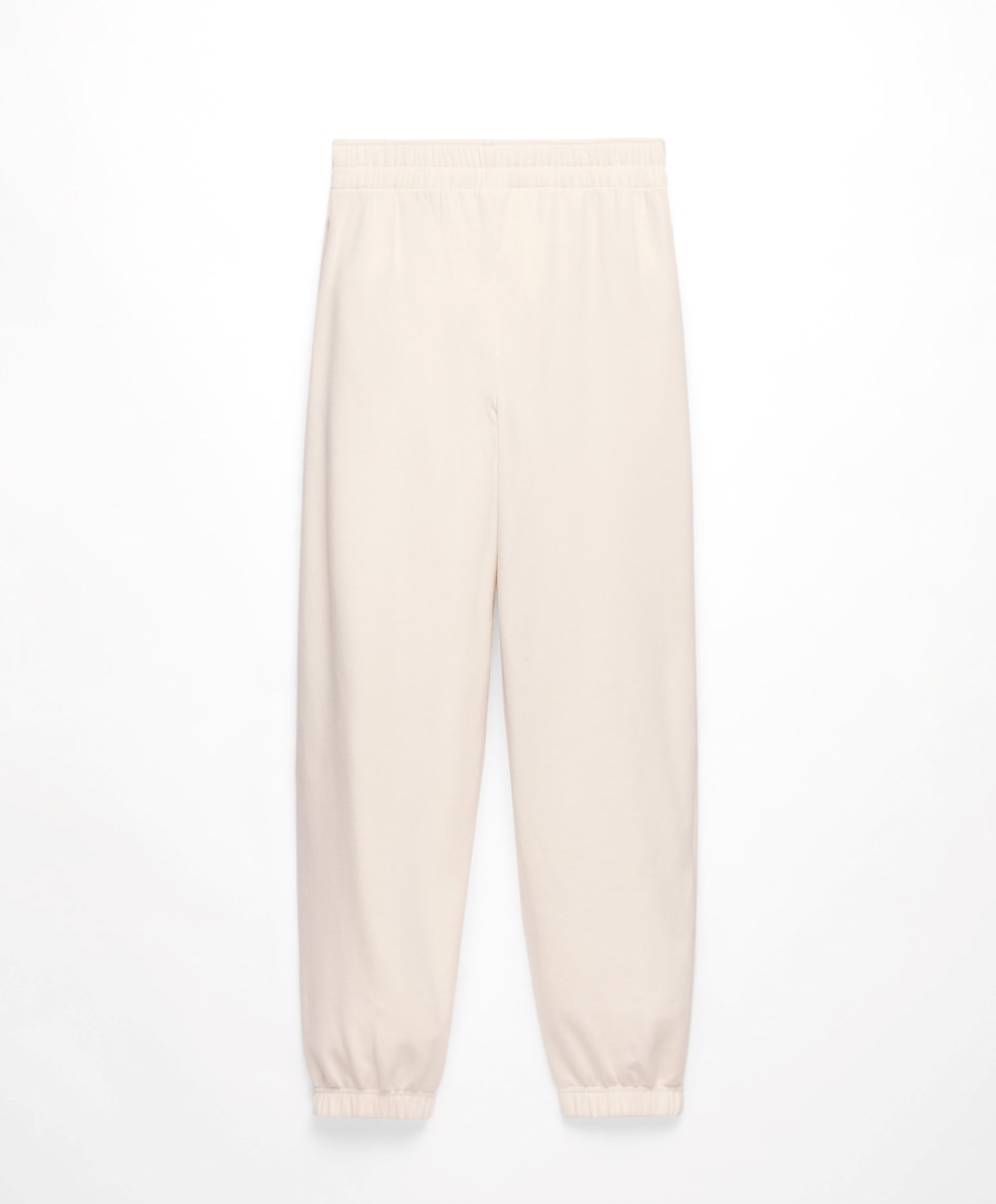 Oysho Széles Cipő-leg Pamut Joggers Cream-white | BSRIJY-093