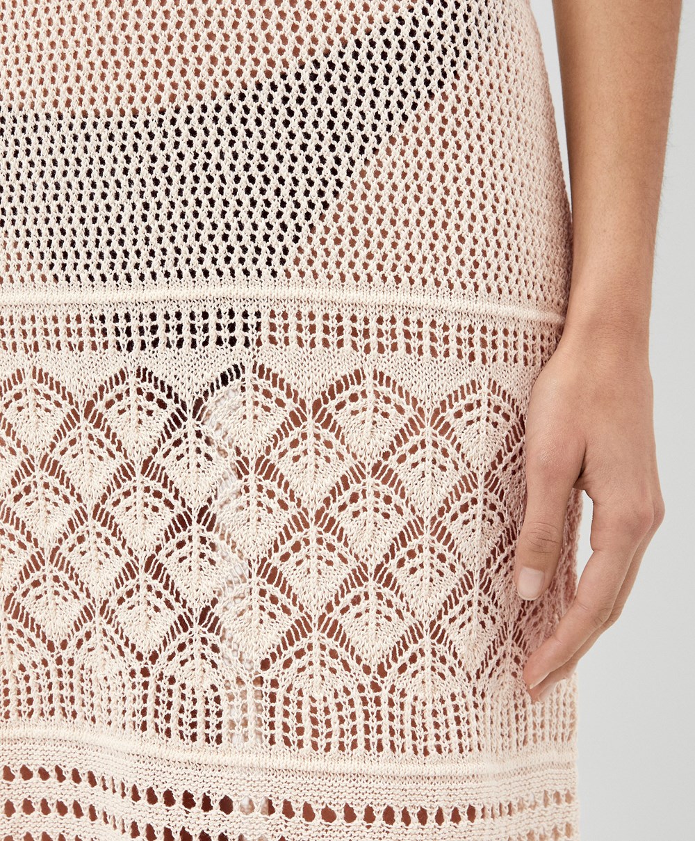 Oysho Textured Crochet Long Ruha Sand | GSLDXQ-937