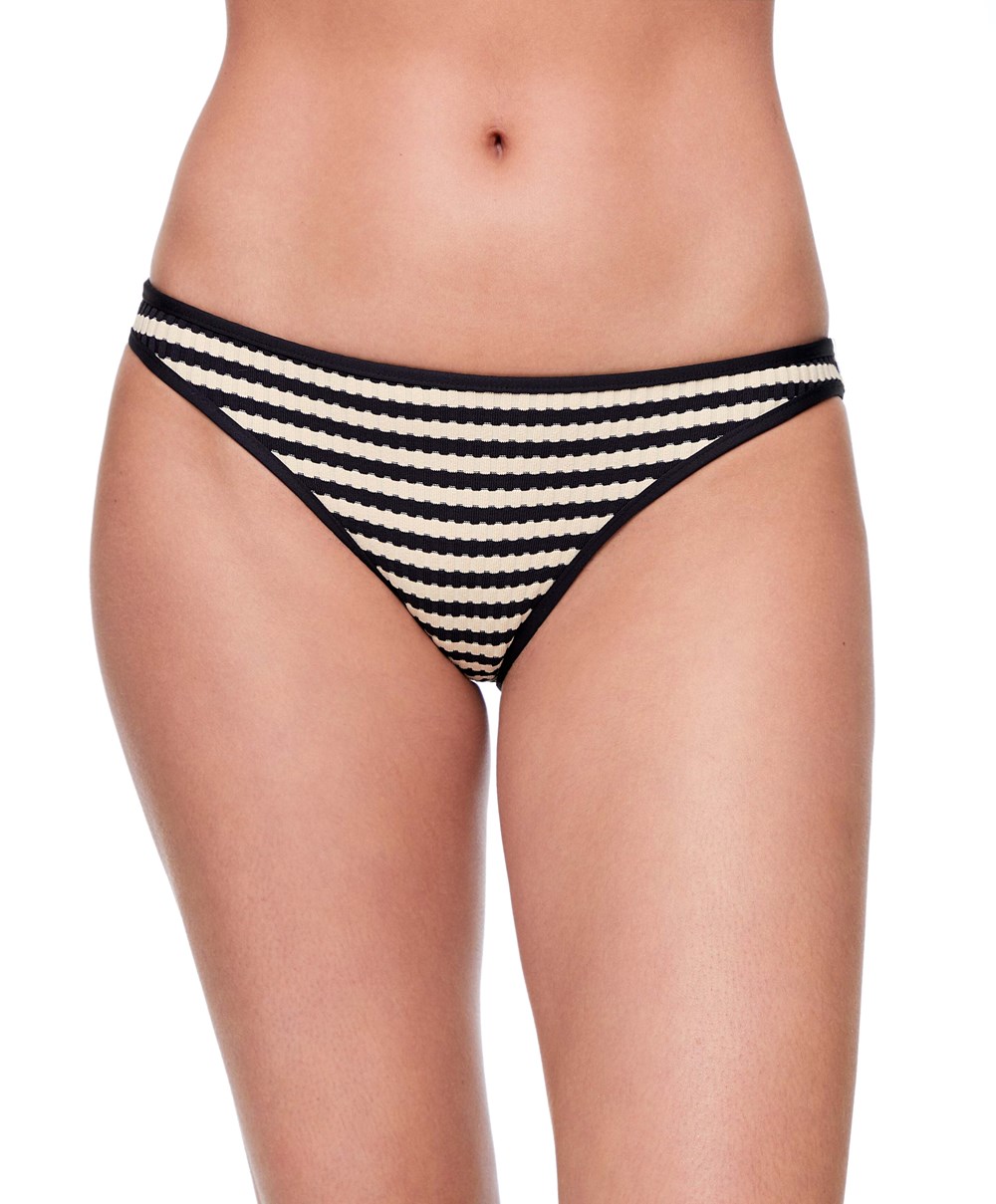 Oysho Textured Stripe Classic Bikini Briefs Fekete | LRHMAP-685