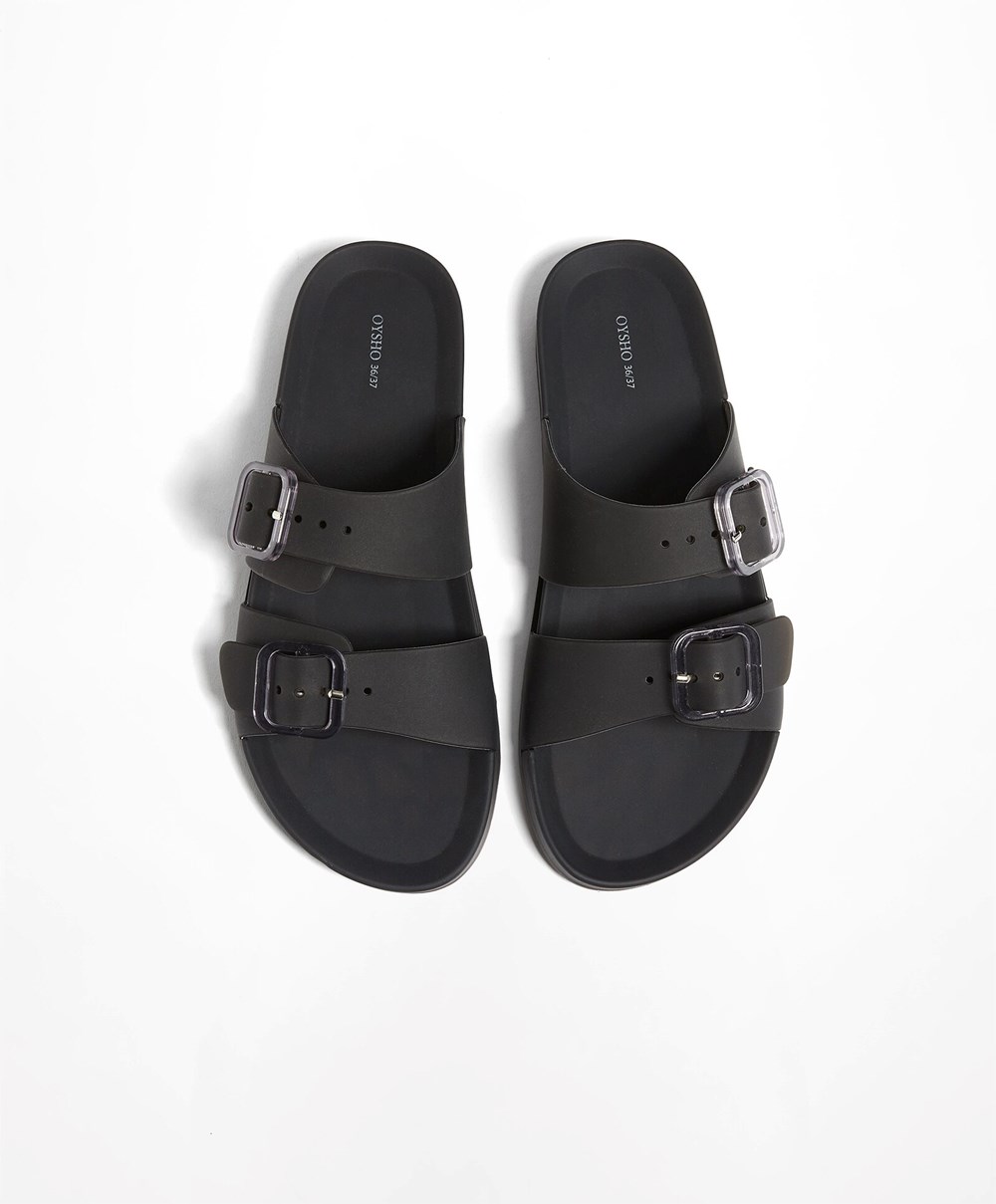 Oysho Translucent Moulded Beach Sandals Fekete | AUITHX-439