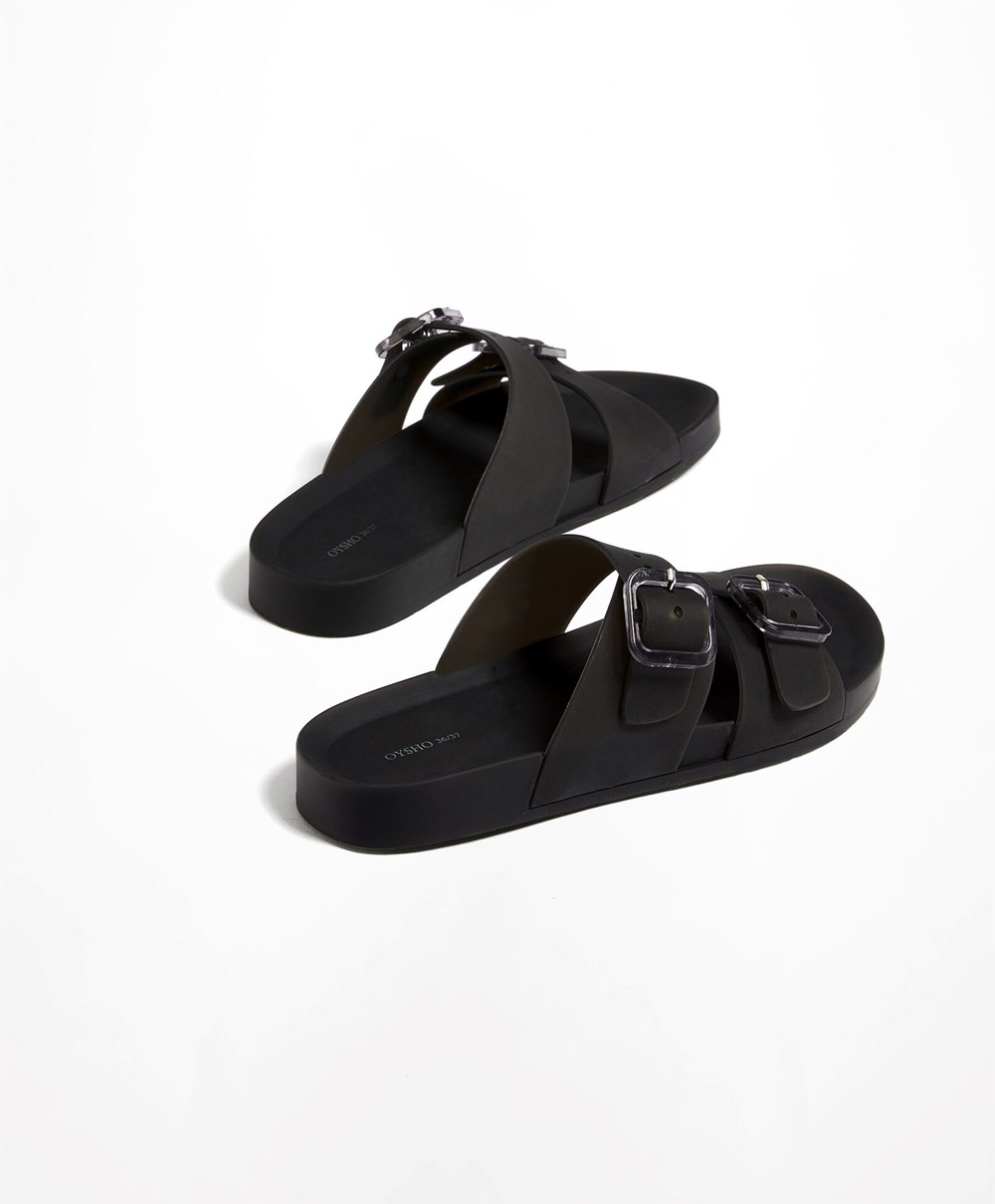 Oysho Translucent Moulded Beach Sandals Fekete | AUITHX-439