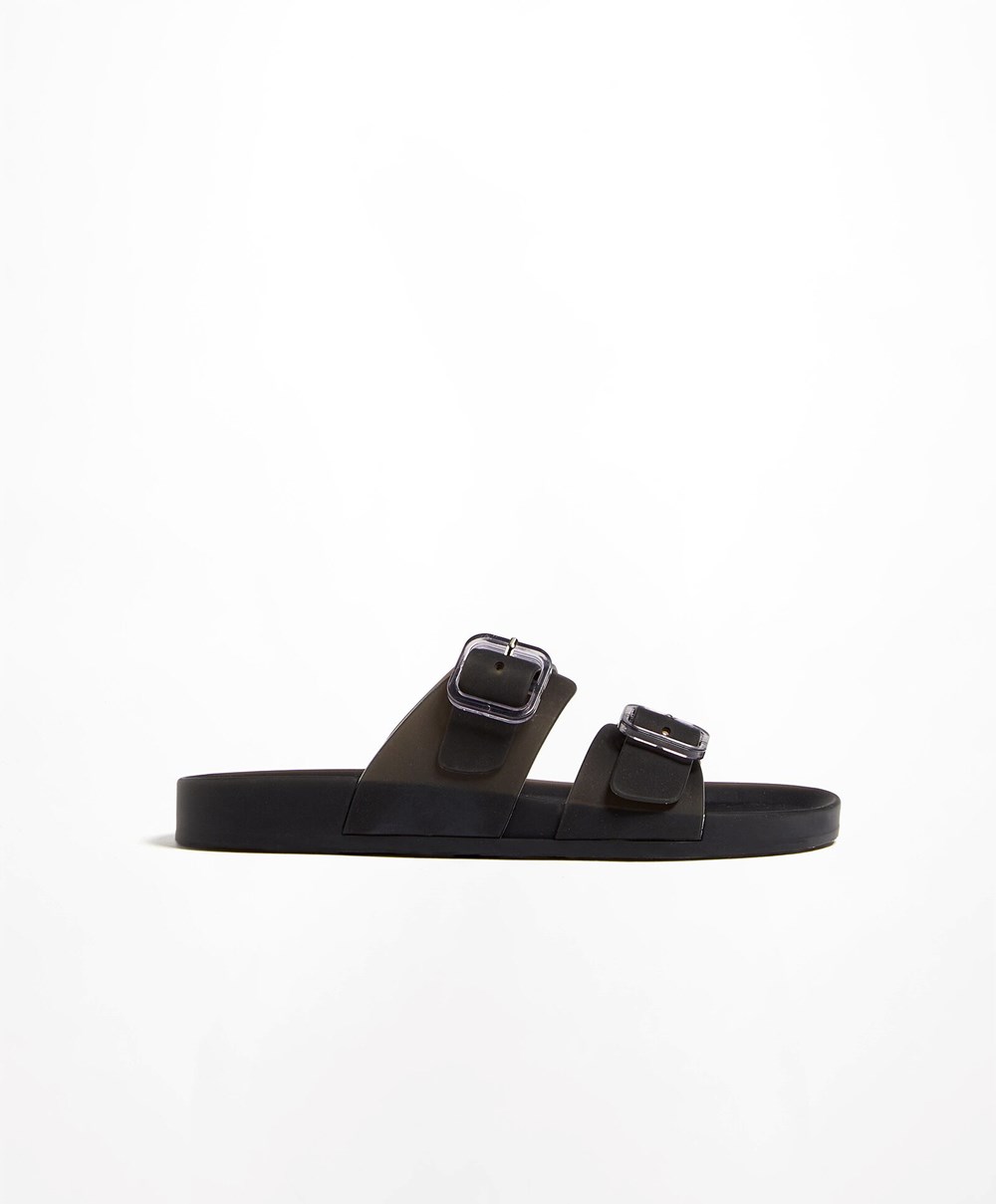 Oysho Translucent Moulded Beach Sandals Fekete | AUITHX-439