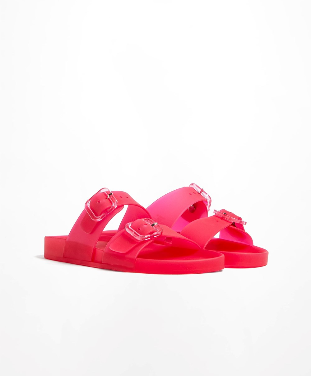 Oysho Translucent Moulded Beach Sandals Fukszia | EIAJKV-965