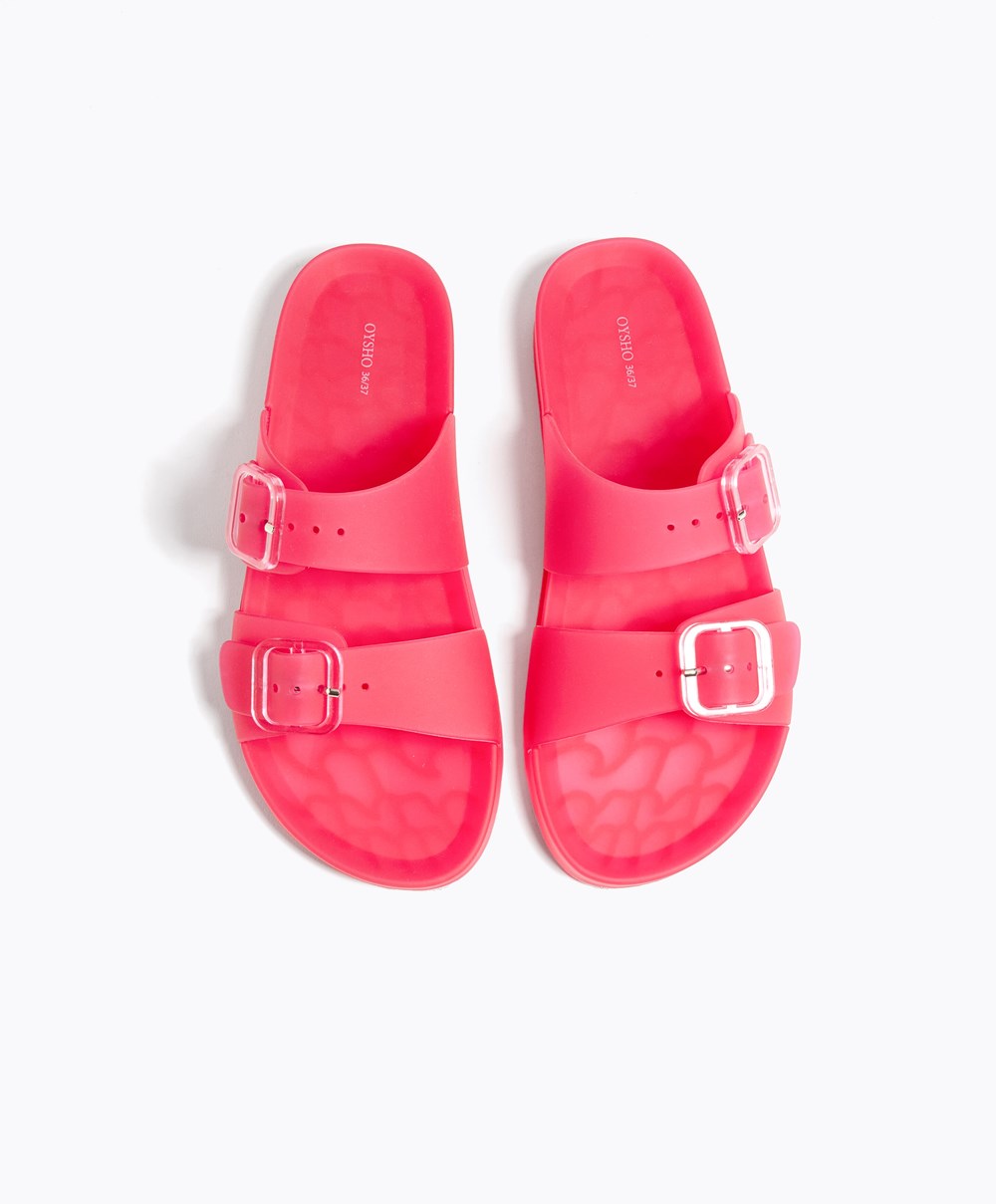 Oysho Translucent Moulded Beach Sandals Fukszia | EIAJKV-965