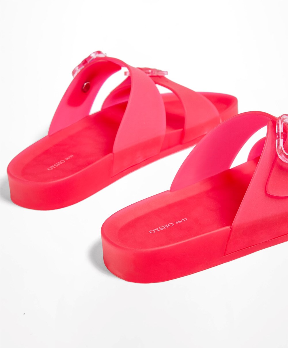 Oysho Translucent Moulded Beach Sandals Fukszia | EIAJKV-965