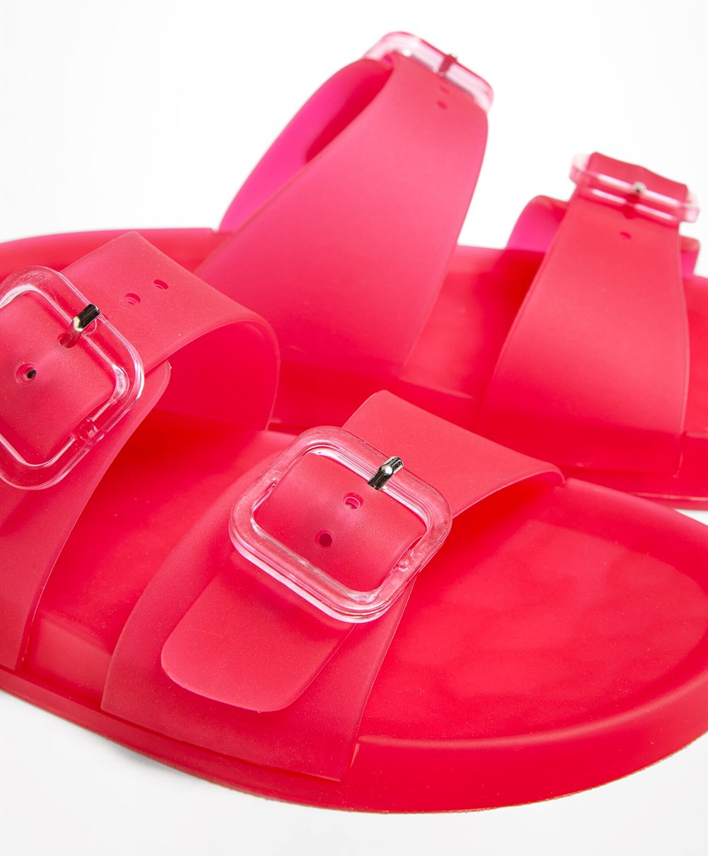 Oysho Translucent Moulded Beach Sandals Fukszia | EIAJKV-965