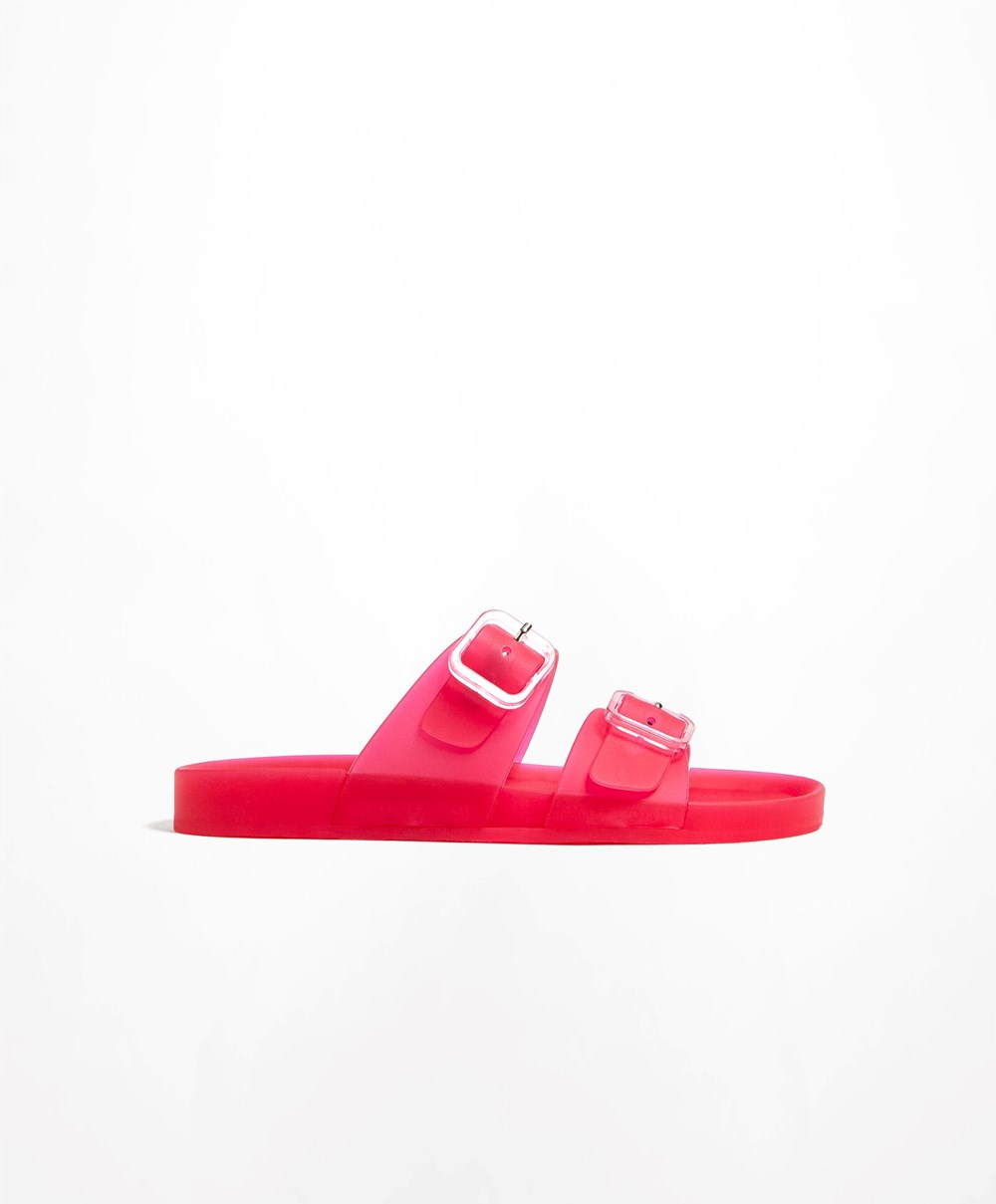 Oysho Translucent Moulded Beach Sandals Fukszia | EIAJKV-965