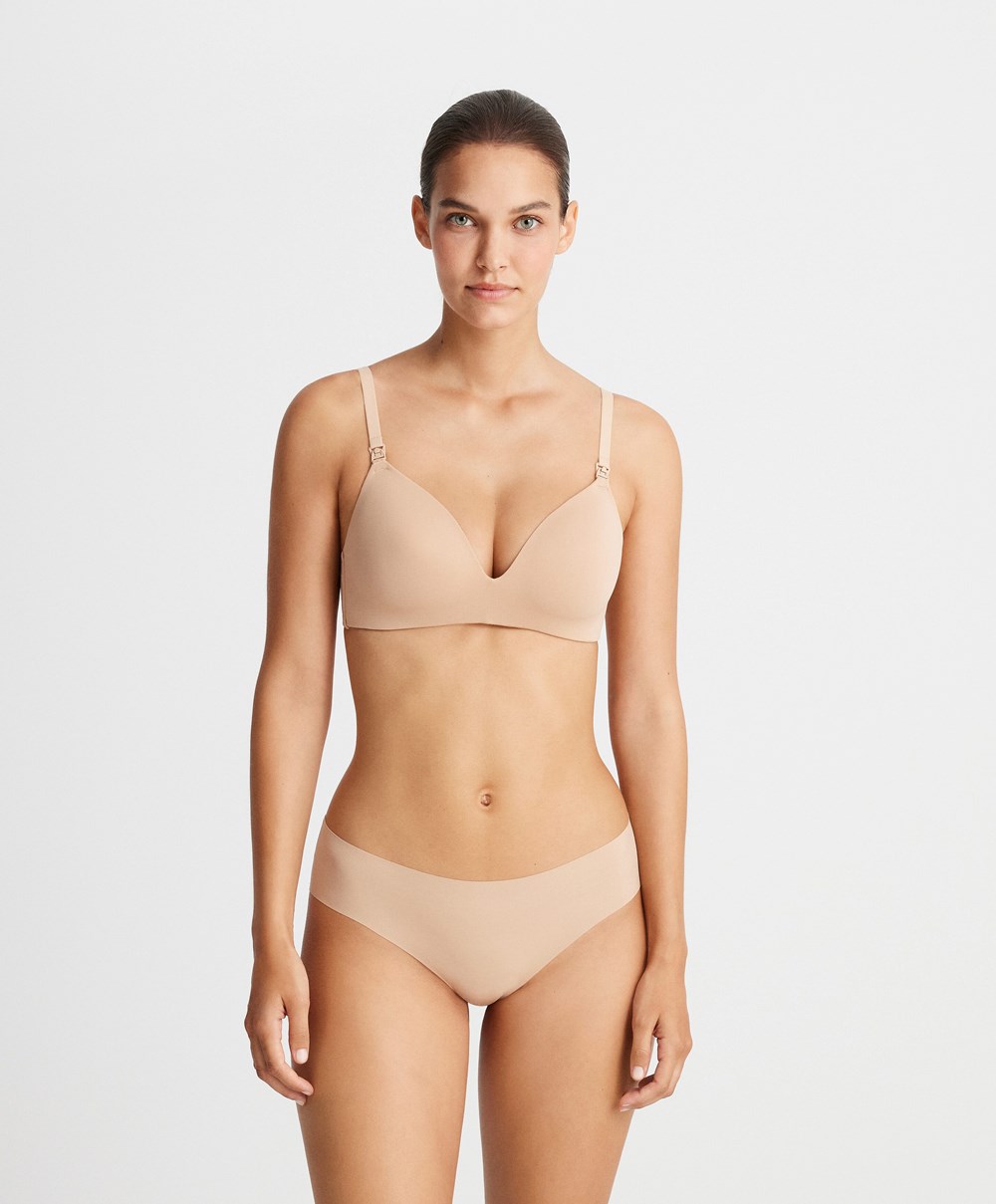 Oysho Triangle Nursing Bra Bézs | BVEQCF-523